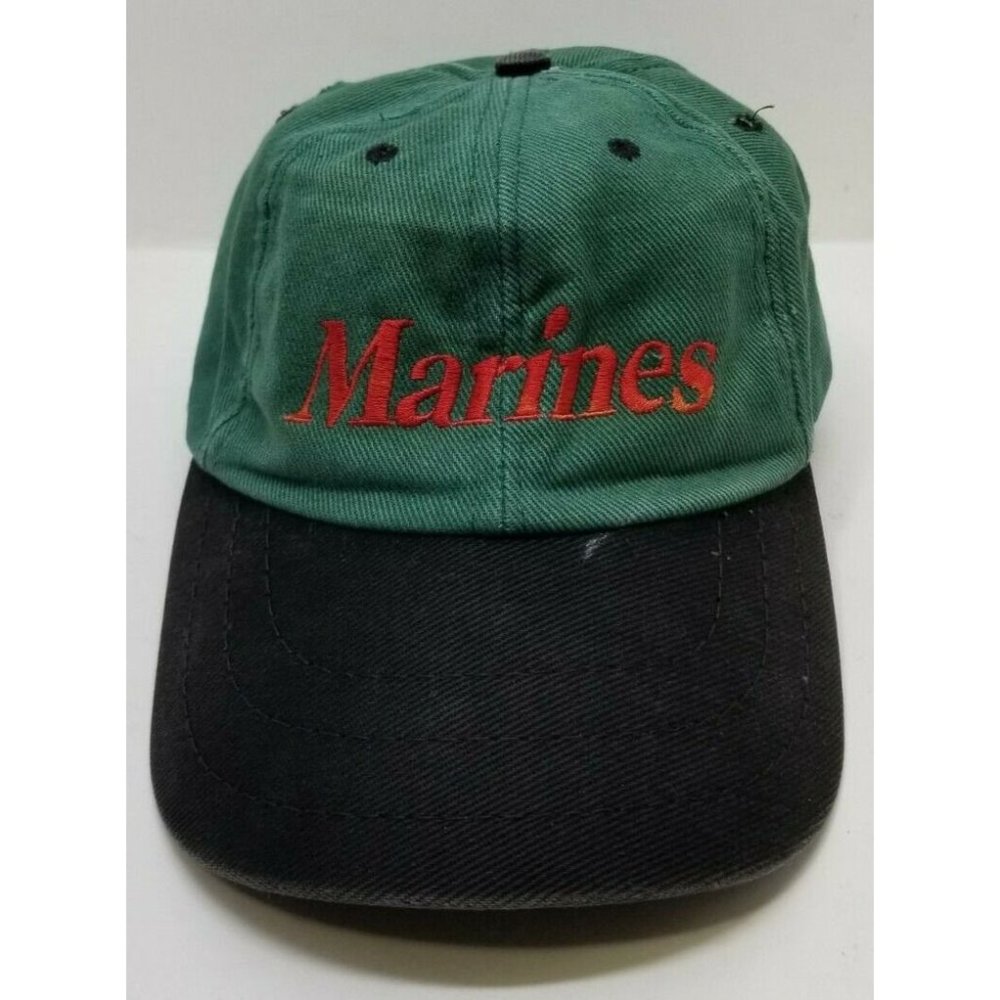Marines The Change is Forever Baseball Cap Hat Green & Black Letters in Red (J2)